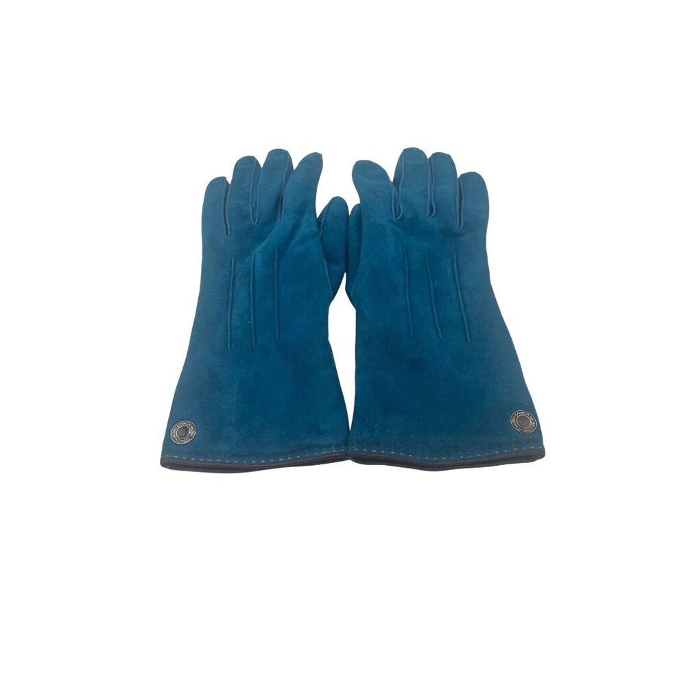 Coach Womens Size 7 Blue Suede Leather Gloves With Cashmere Lining - Picture 7 of 7